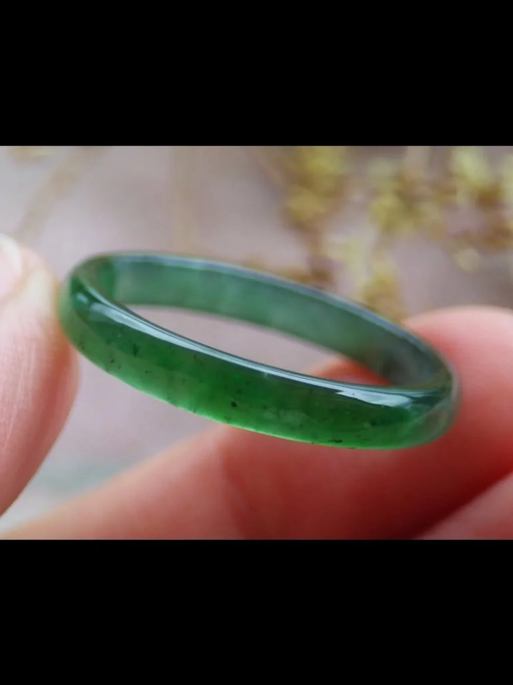 Certificate Jadeite Jewelry Jade luck Green thin Ring Size10.25